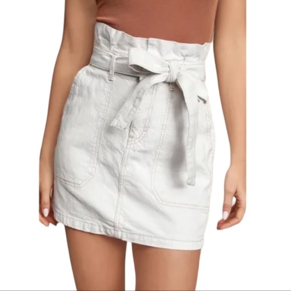 Free People Splendor In the Grass Skirt Paper bag Waist Cream Jean Size 2